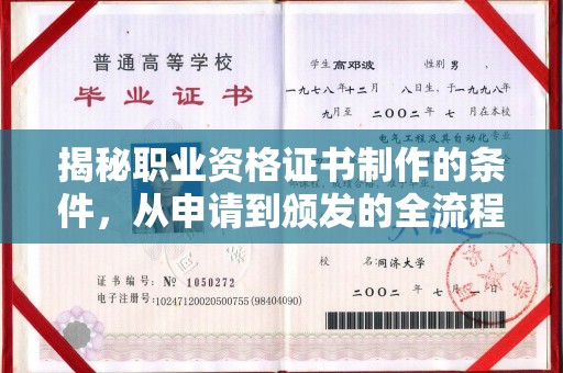 黄圃揭秘职业资格证书制作的条件，从申请到颁发的全流程解析
